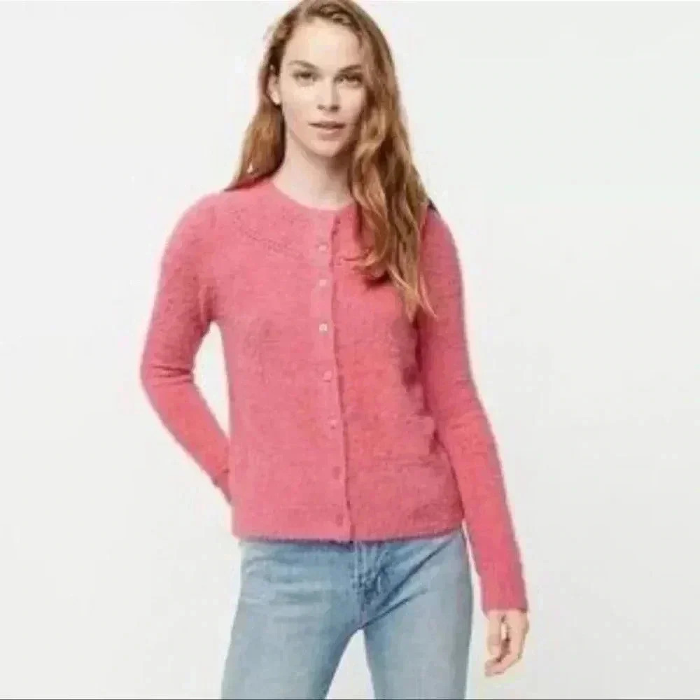 J. Crew The Reeds Fuzzy Knit Long Sleeve Button‎ Cardigan Sweater size xs